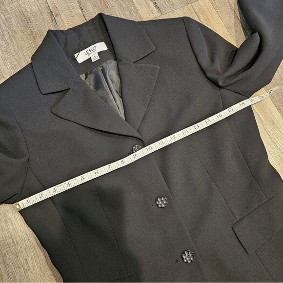 LE SUIT Black Blazer Jacket Notched Collar Single Breasted 3 button Suit Jacket - Picture 4 of 10